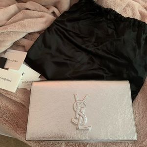 YSL silver clutch